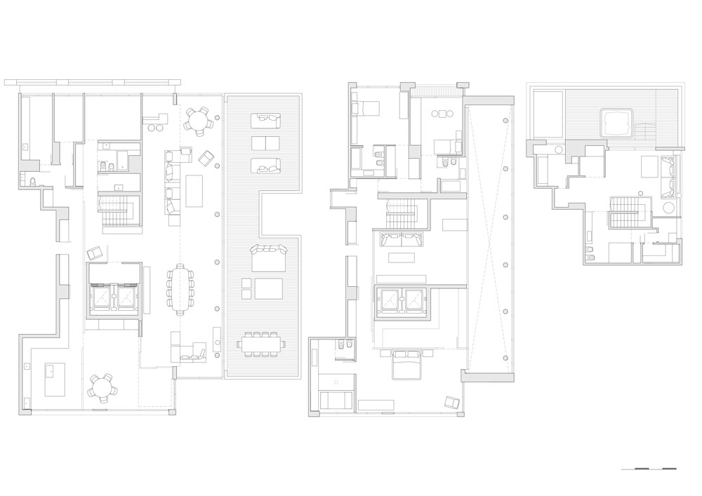 Plano Forum Alcorta — Tres plantas del triplex